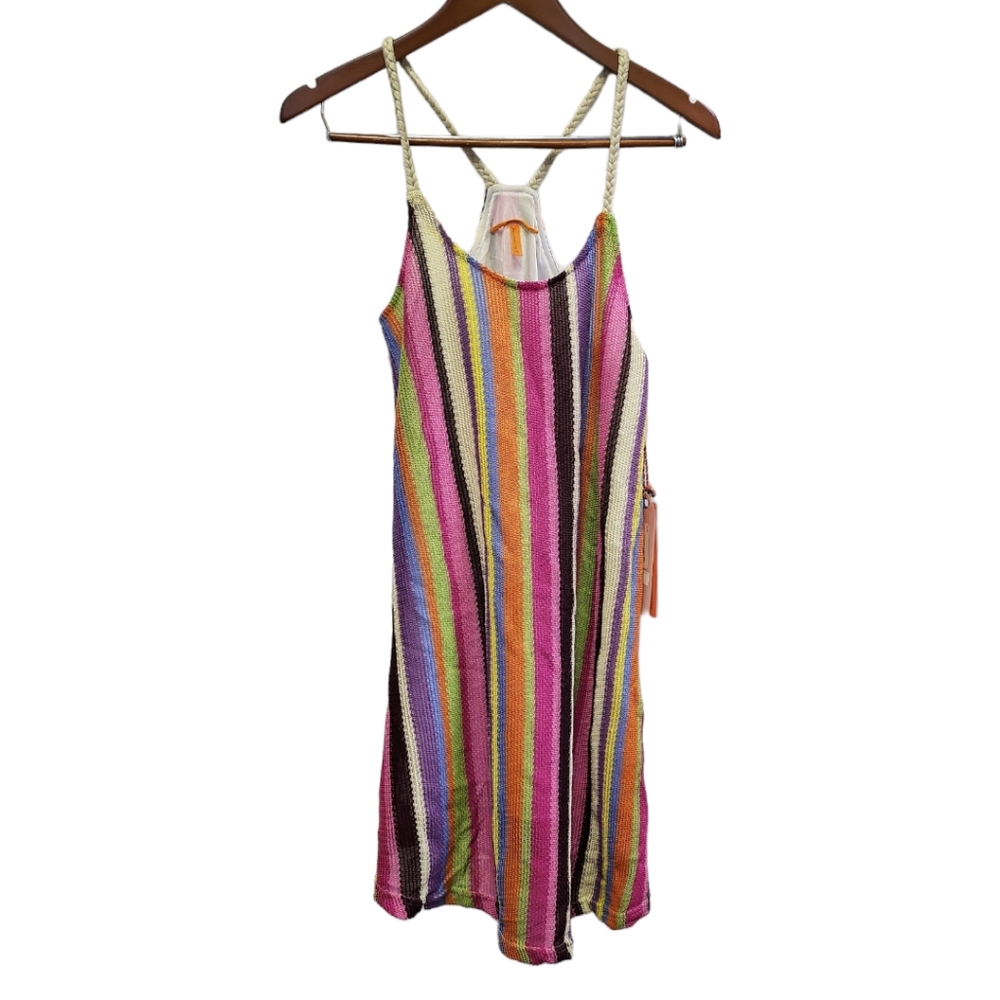 Anama Crochet Striped Mini Dress Swimswuit Coverup Resortwear Summer NWT Small - Picture 1 of 15